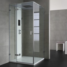 Parní box EAGO DZ108F15 bílá lesklá verze 90x90cm / levá bez vaničky