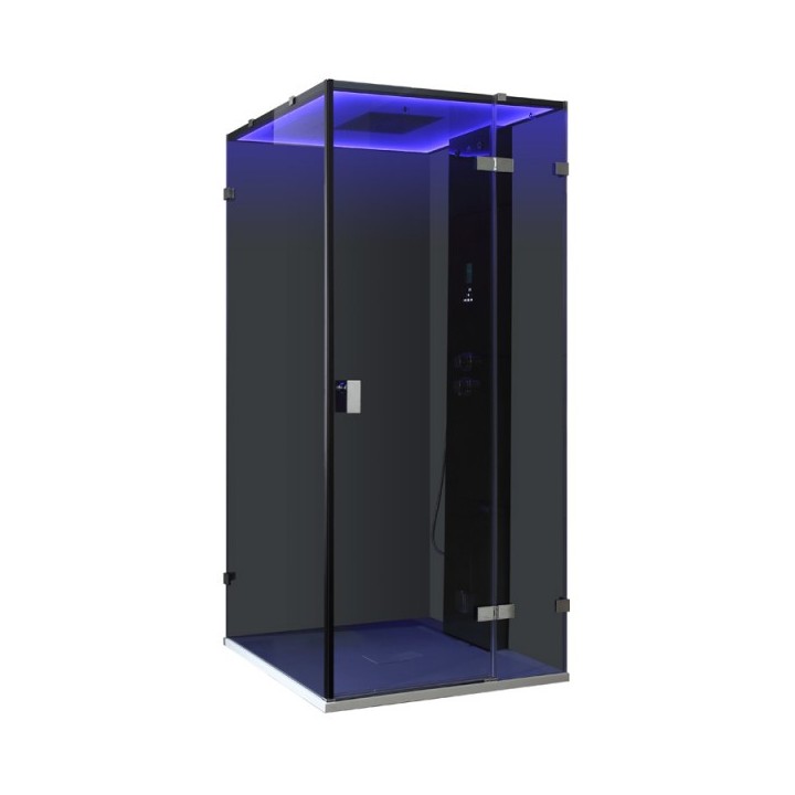 Parní box EAGO DZ108F15 černá / nerez verze 90x90cm / levá bez vaničky