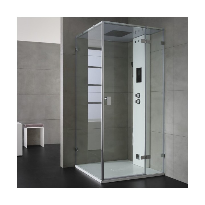 Parní box EAGO DZ108F15 bílá lesklá verze 90x90cm / pravá bez vaničky
