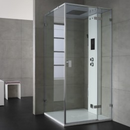 Parní box EAGO DZ108F15 bílá lesklá verze 90x90cm / levá bez vaničky