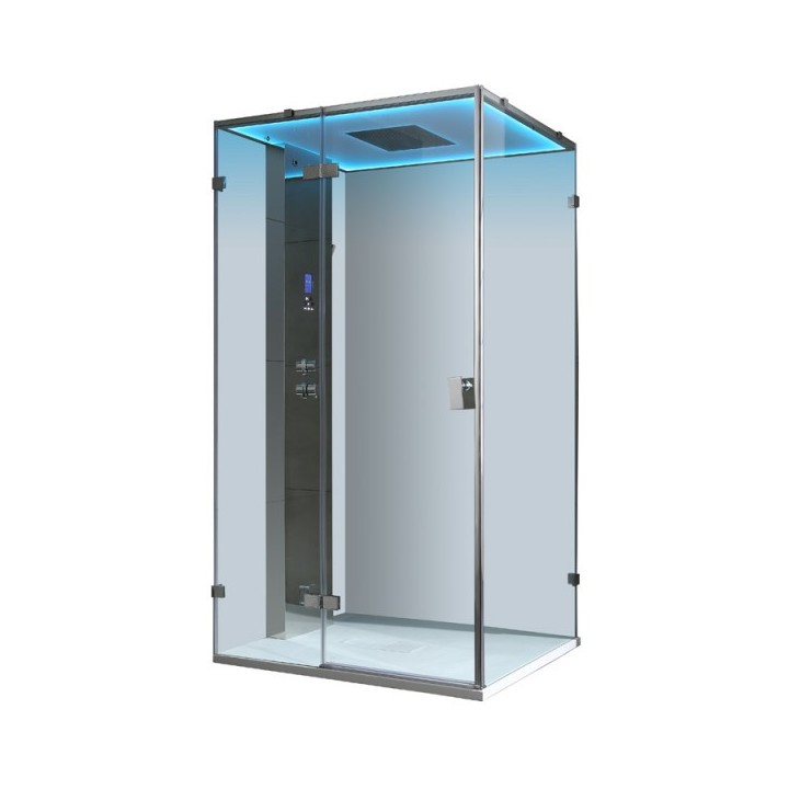 Parní box EAGO DZ106F15 stříbrná / nerez verze 100x100cm / levá bez vaničky