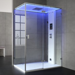 Parní box EAGO DZ111F15 bílá matná verze 150x90cm / pravá bez vaničky
