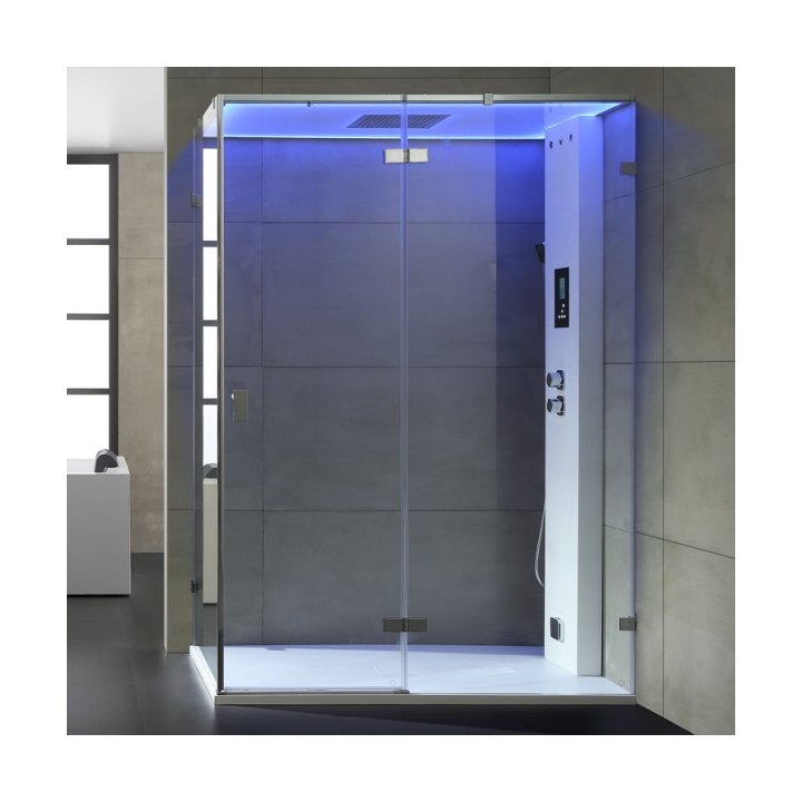 Parní box EAGO DZ111F15 bílá matná verze 150x90cm / pravá bez vaničky