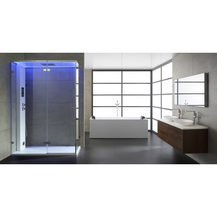 Parní box EAGO DZ111F15 bílá matná verze 150x90cm / levá bez vaničky