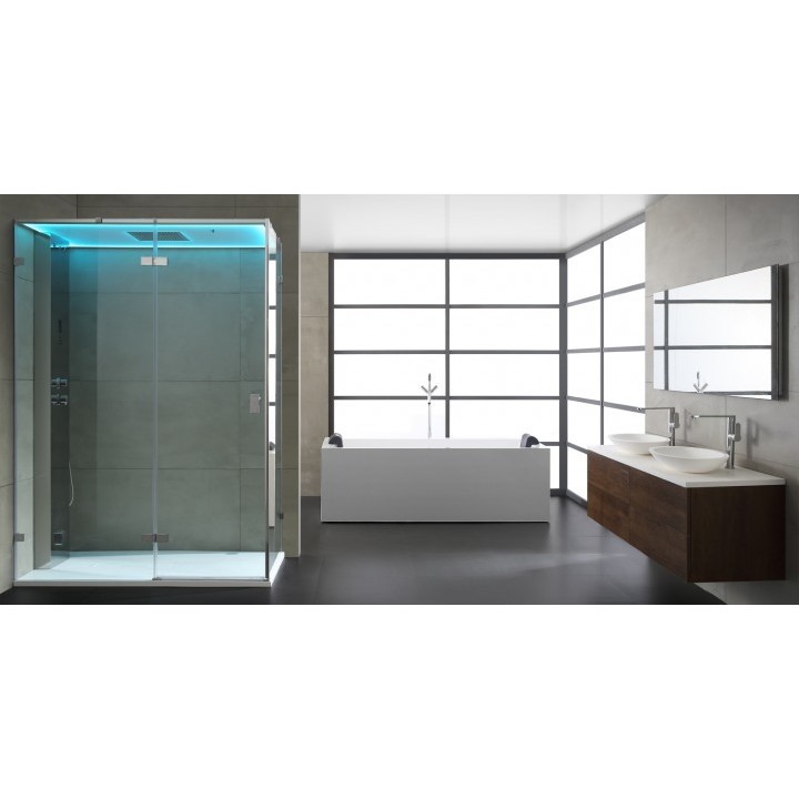 Parní box EAGO DZ111F15 stříbrná / nerez verze 150x90cm / levá bez vaničky