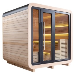 Venkovní sauna AWT THE CUBE X1 Hemlock 225x225 bez saunových kamen