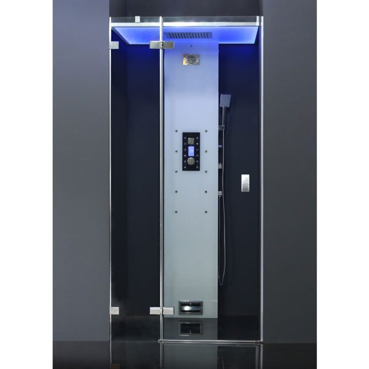 Parní sprchový box EAGO AWT DZ1012F12 bílý 100×100 pravé provedení