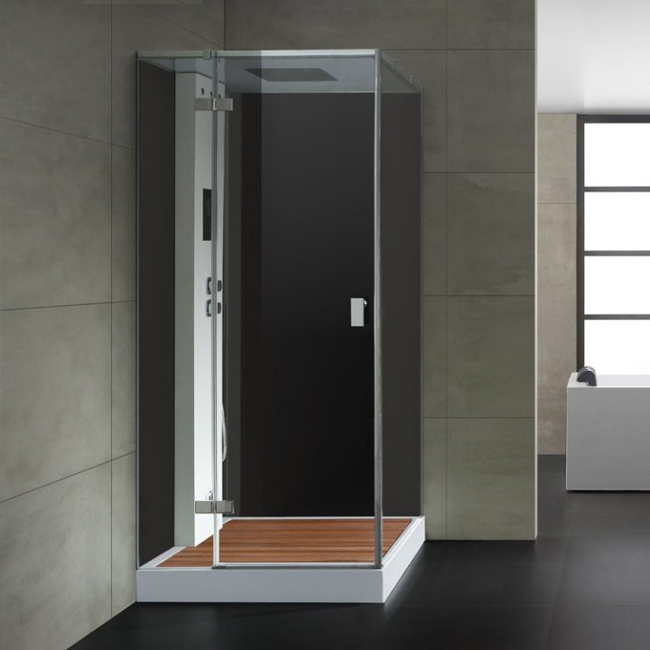 Parní sprchový box EAGO AWT LD208F15 s sprchovou vaničkou černý 90×90 levé provedení