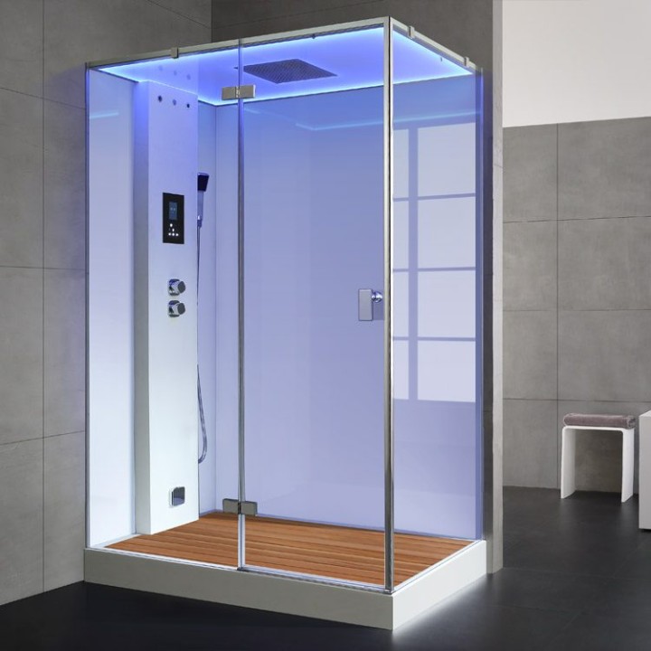 Parní sprchový box EAGO AWT LD211F15 s sprchovou vaničkou bílý 150×90 levé provedení