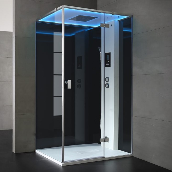 Parní sprchový box EAGO AWT LD207F15 černý 120×90 pravé provedení