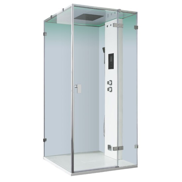 Parní sprchový box EAGO AWT LD106F15 bílý lesklý 100×100 pravé provedení