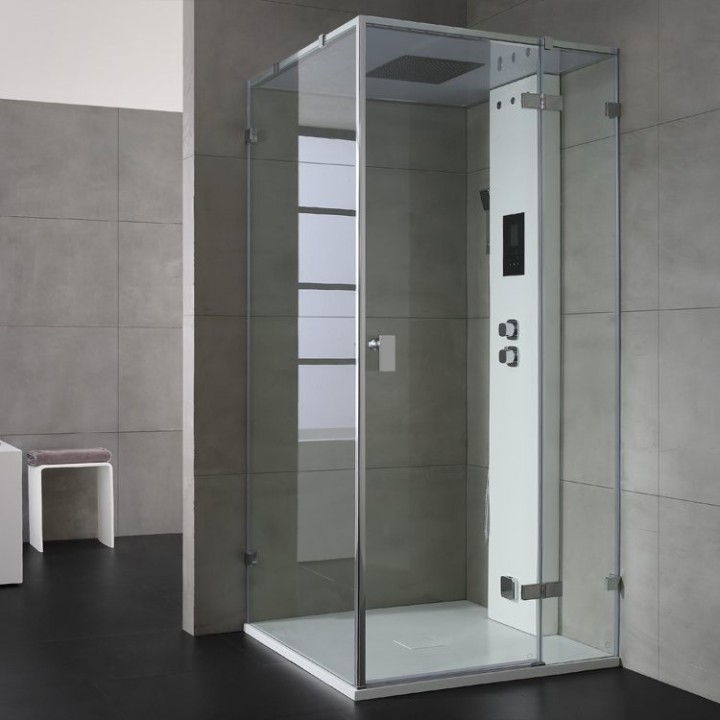 Parní sprchový box EAGO AWT LD108F15 bílý lesklý 90×90 pravé provedení
