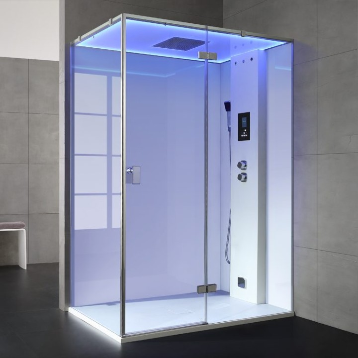 Parní sprchový box EAGO AWT LD211F15 bílý 150×90 pravé provedení