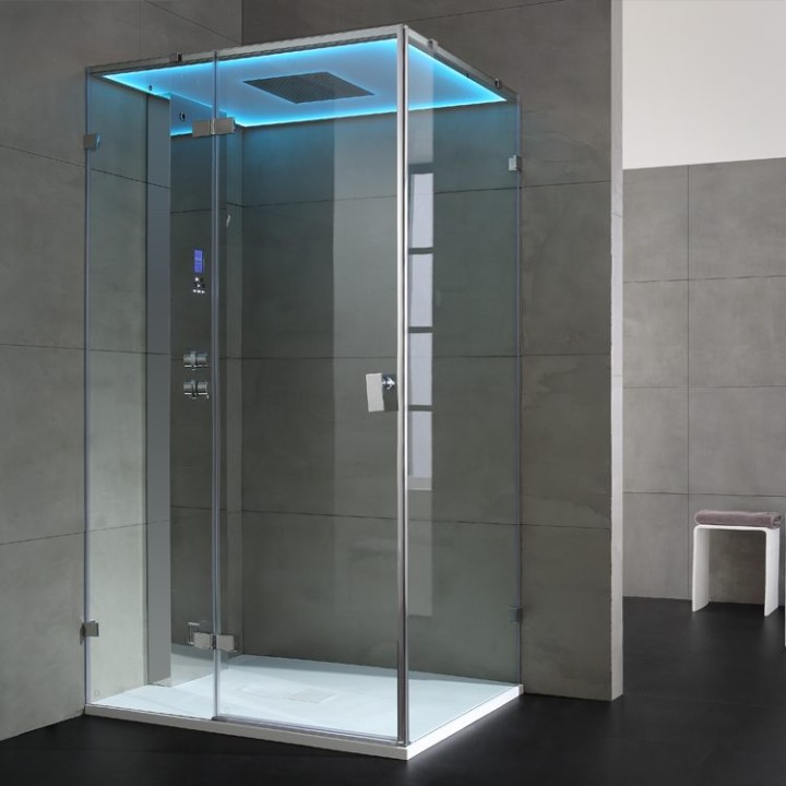 Parní sprchový box EAGO AWT LD107F15 stříbrný 120×90 levé provedení