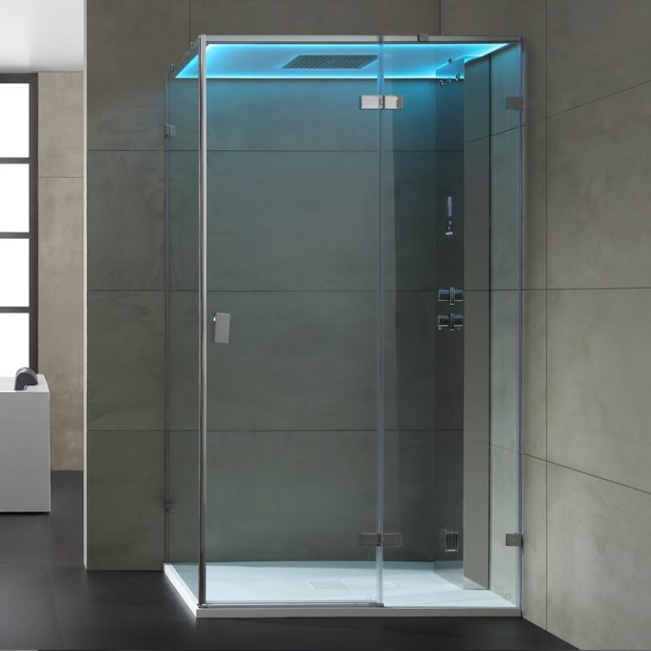 Parní sprchový box EAGO AWT LD107F15 stříbrný 120×90 pravé provedení