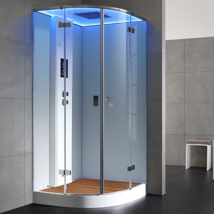 Parní sprchový box EAGO AWT LD210F15 s sprchovou vaničkou bílý 90×90