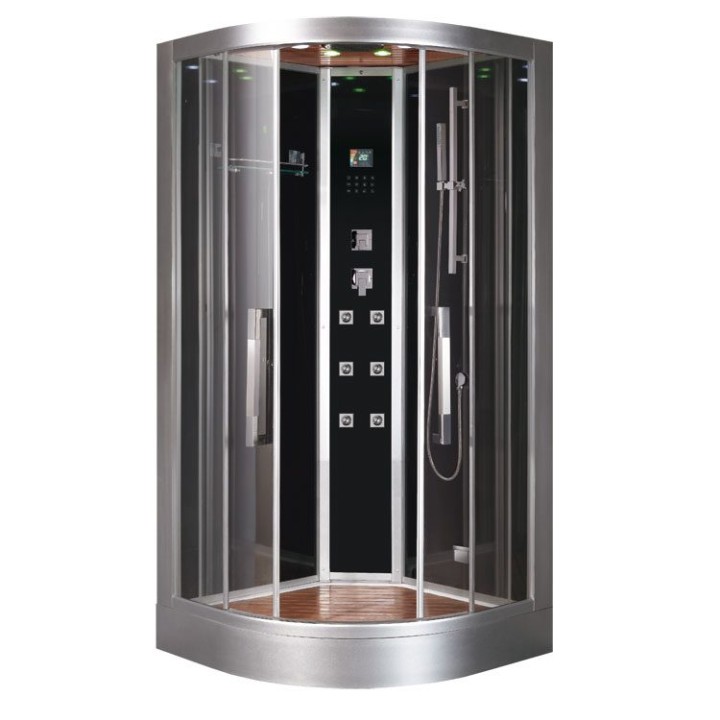 Parní sprchový box EAGO AWT DZ963F8 černý 100×100