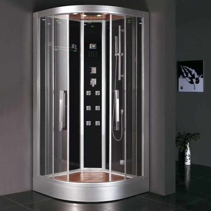 Parní sprchový box EAGO AWT DZ963F8 černý 100×100