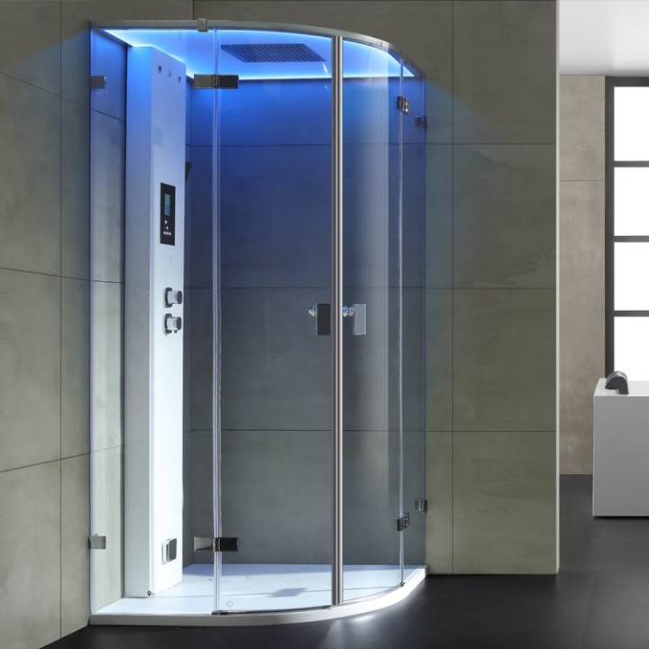 Parní sprchový box EAGO AWT LD109F15 bílý matný 100×100