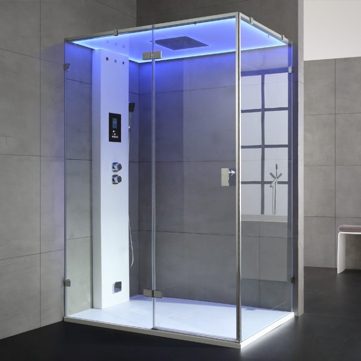 Parní sprchový box EAGO AWT LD111F15 bílý lesklý 150×90 levé provedení