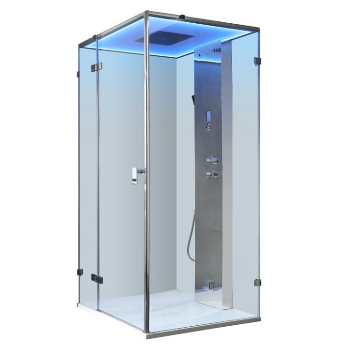 Parní sprchový box EAGO AWT LD106F15 stříbrný 100×100 levé provedení