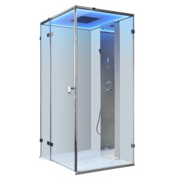 Parní sprchový box EAGO AWT LD108F15 stříbrný 90×90 levé provedení