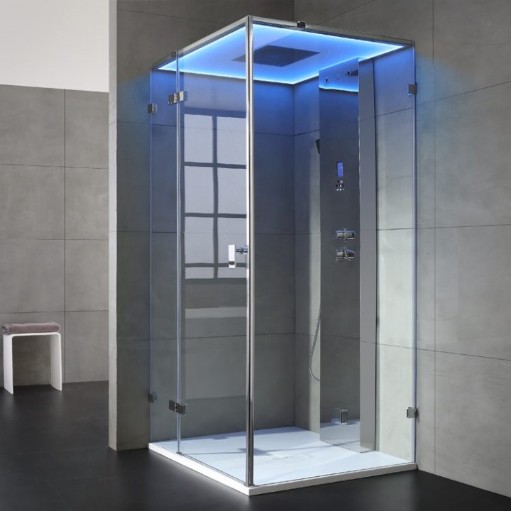 Parní sprchový box EAGO AWT LD108F15 stříbrný 90×90 levé provedení