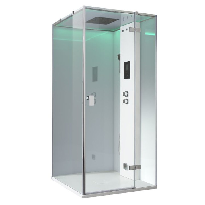 Parní sprchový box EAGO AWT LD206F15 bílý 100×100 pravé provedení