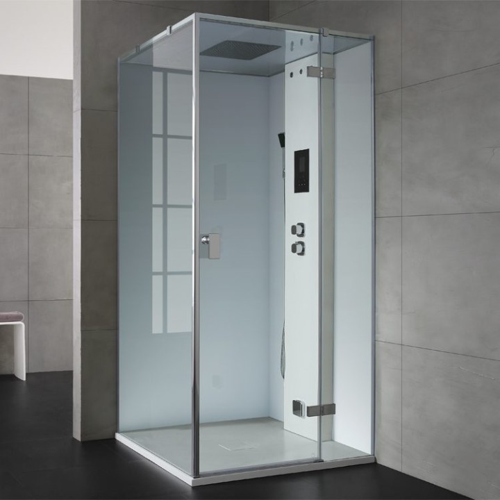 Parní sprchový box EAGO AWT LD206F15 bílý 100×100 pravé provedení