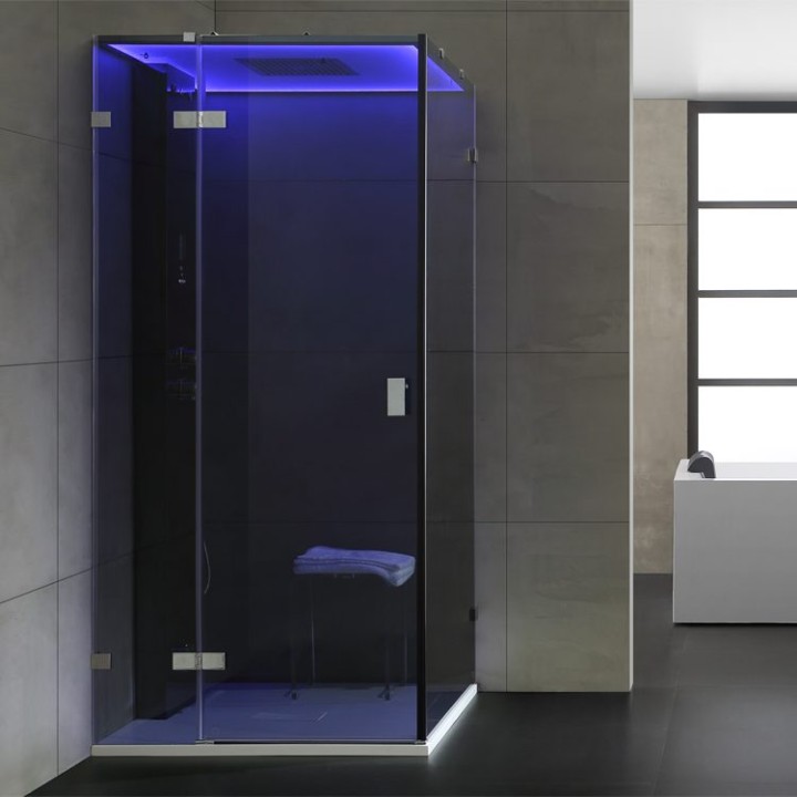 Parní sprchový box EAGO AWT LD106F15 černý 100×100 levé provedení