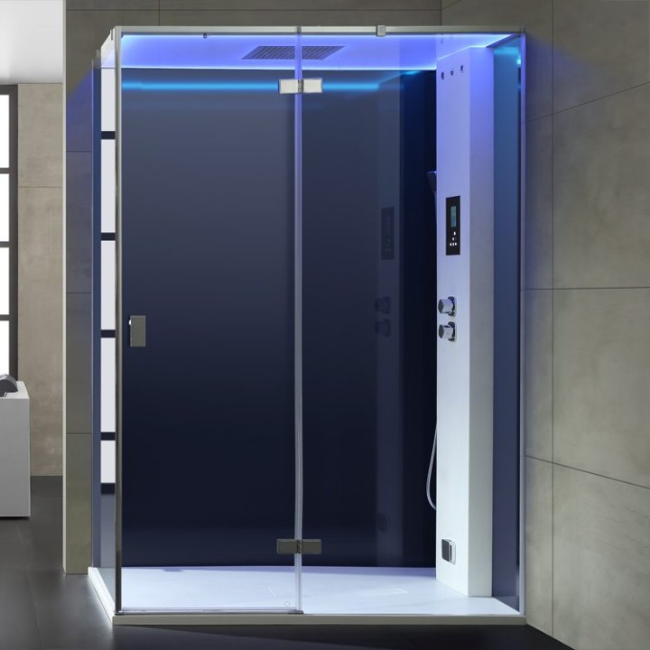 Parní sprchový box EAGO AWT LD211F15 černý 150×90 pravé provedení