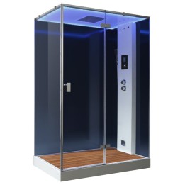 Parní sprchový box EAGO AWT LD211F15 s sprchovou vaničkou černý 150×90 pravé provedení