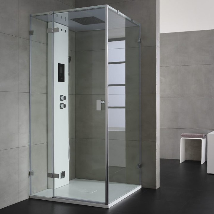 Parní sprchový box EAGO AWT LD108F15 bílý matný 90×90 levé provedení