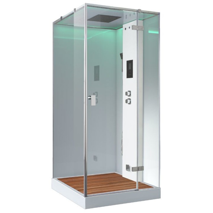 Parní sprchový box EAGO AWT LD208F15 s sprchovou vaničkou bílý 90×90 pravé provedení