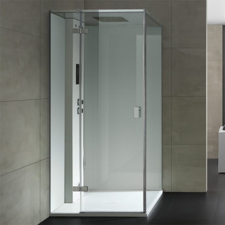 Parní sprchový box EAGO AWT LD206F15 bílý 100×100 levé provedení
