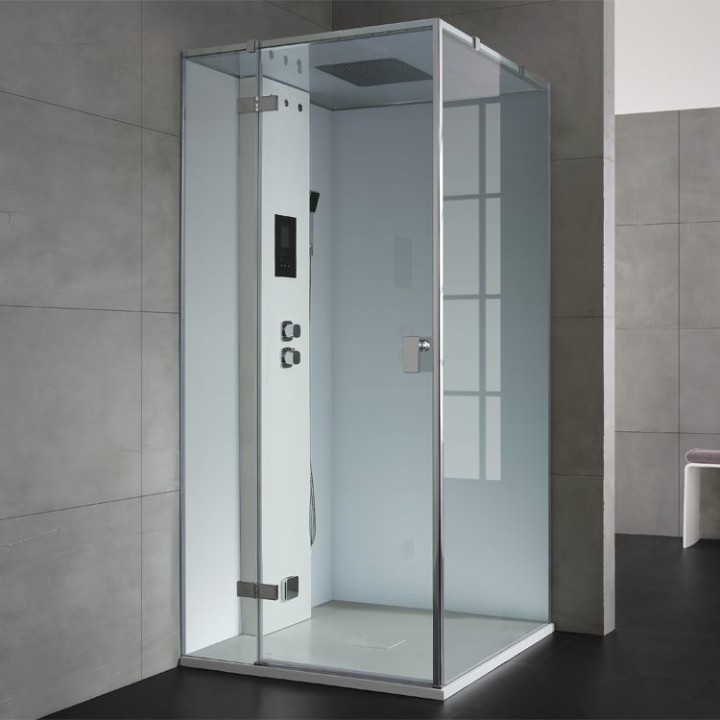 Parní sprchový box EAGO AWT LD206F15 bílý 100×100 levé provedení