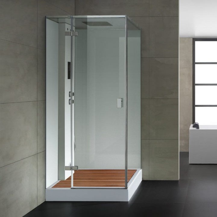 Parní sprchový box EAGO AWT LD208F15 s sprchovou vaničkou bílý 90×90 levé provedení