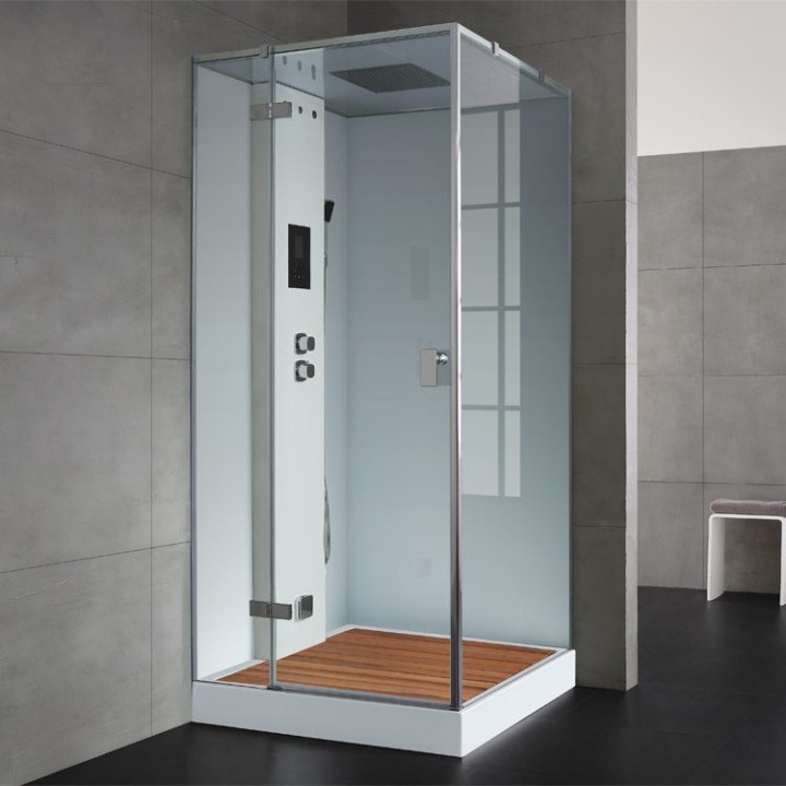 Parní sprchový box EAGO AWT LD208F15 s sprchovou vaničkou bílý 90×90 levé provedení