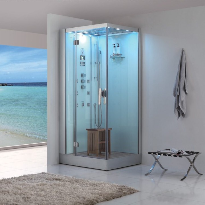 Parní sprchový box EAGO AWT DZ960F8 bílý 100×90 levé provedení