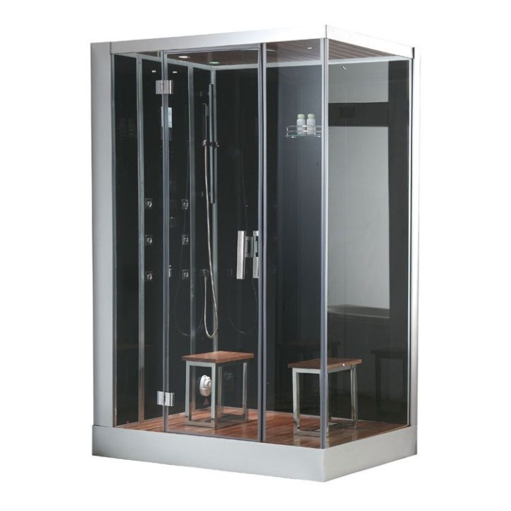 Parní sprchový box EAGO AWT DZ961F8 černý 150×90 levé provedení