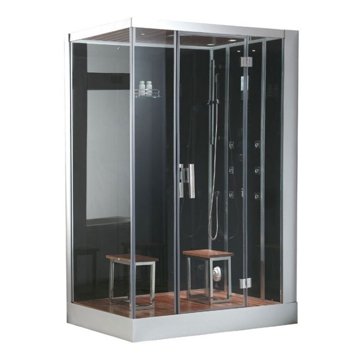 Parní sprchový box EAGO AWT DZ961F8 černý 150×90 pravé provedení