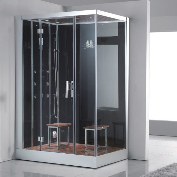 Parní sprchový box EAGO AWT DZ961F8 černý 150×90 levé provedení