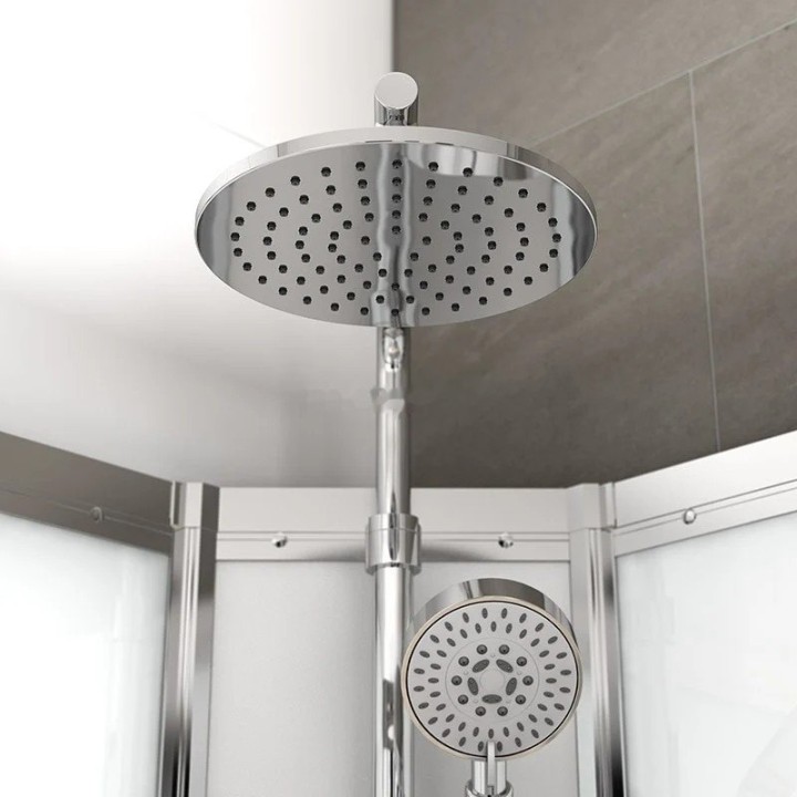 Kompletní sprchový kout Modera | 90×90 cm bílé sklo posuvné dveře čtvrtkruhová