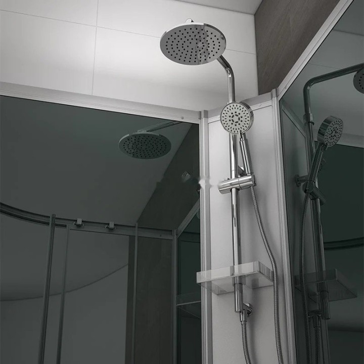 Kompletní sprchový kout Modera | 90×90 cm černé sklo posuvné dveře čtvrtkruhová