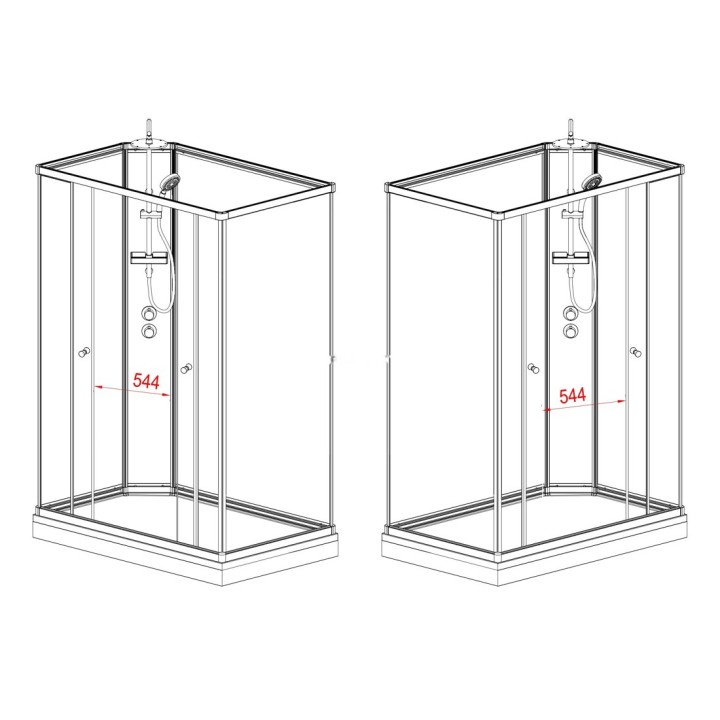 Kompletní sprchový kout Modera | 140×90 cm bílé sklo posuvné dveře obdélníková