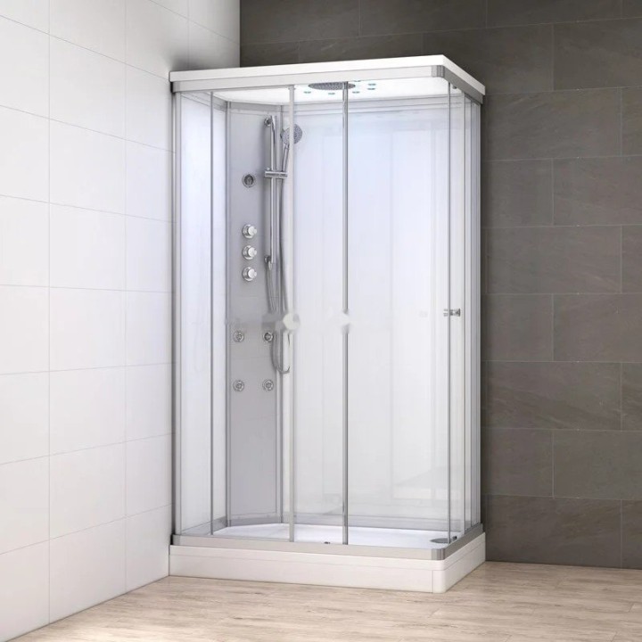 Kompletní sprchový kout Modera | 120×80 cm bílé sklo posuvné dveře obdélníková