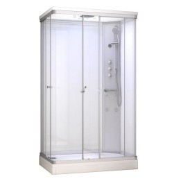 Kompletní sprchový kout Modera | 120×80 cm bílé sklo posuvné dveře obdélníková