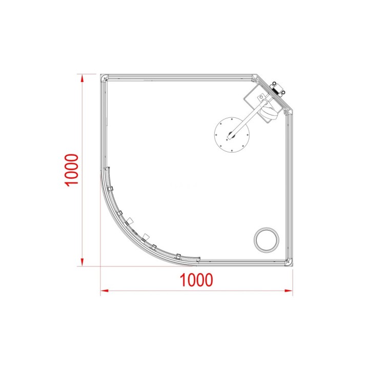 Kompletní sprchový kout Modera | 100×100 cm černé sklo posuvné dveře čtvrtkruhová