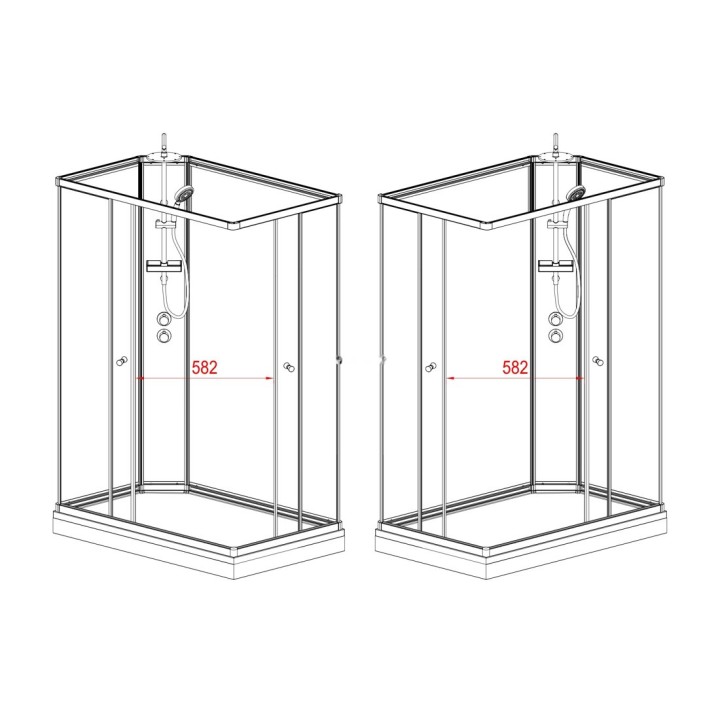 Kompletní sprchový kout Modera | 120×80 cm bílé sklo posuvné dveře obdélníková