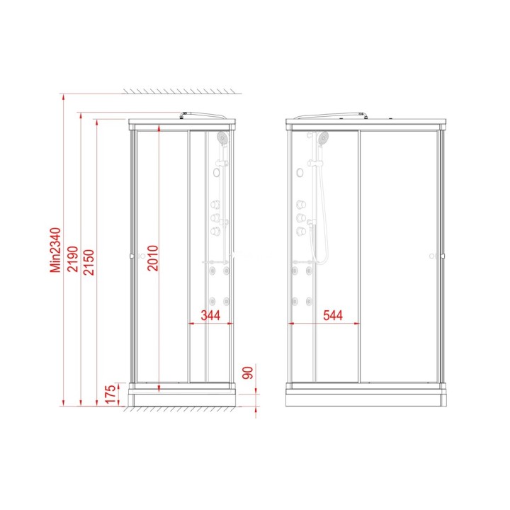 Kompletní sprchový kout Modera | 120×80 cm černé sklo posuvné dveře obdélníková